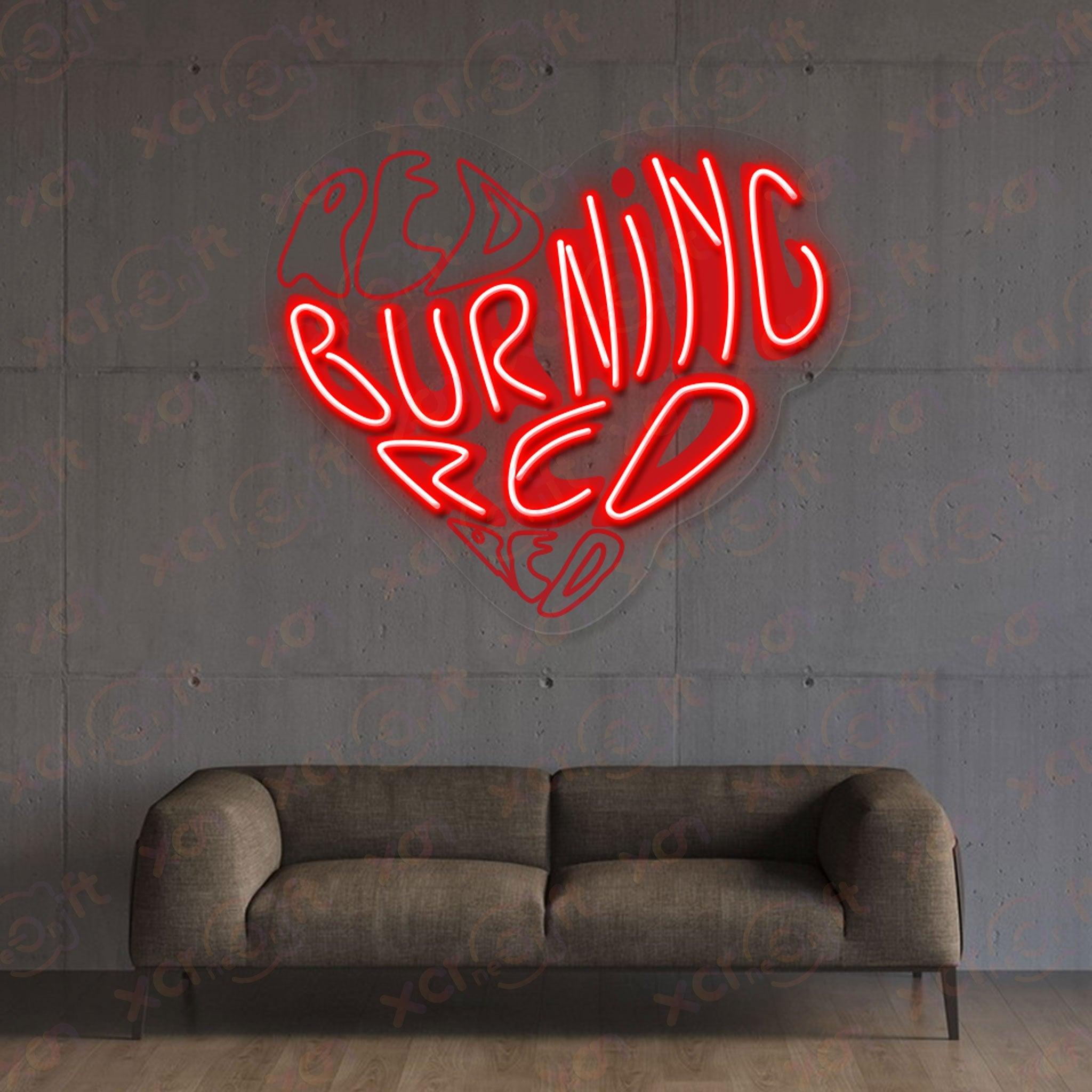 Burning Red Heart UV Printed Neon Sign