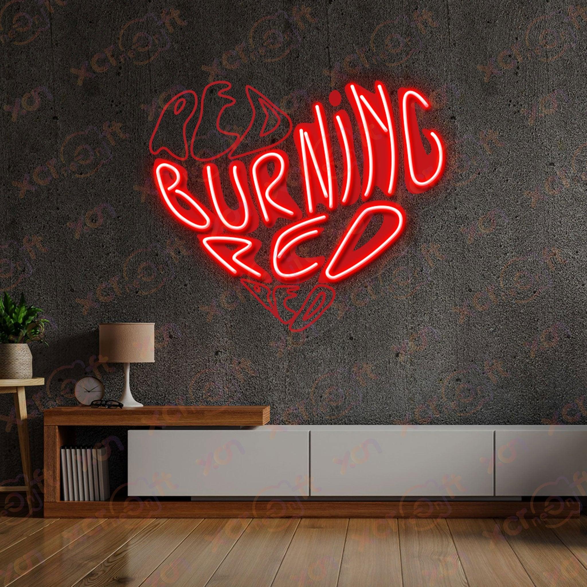 Burning Red Heart UV Printed Neon Sign