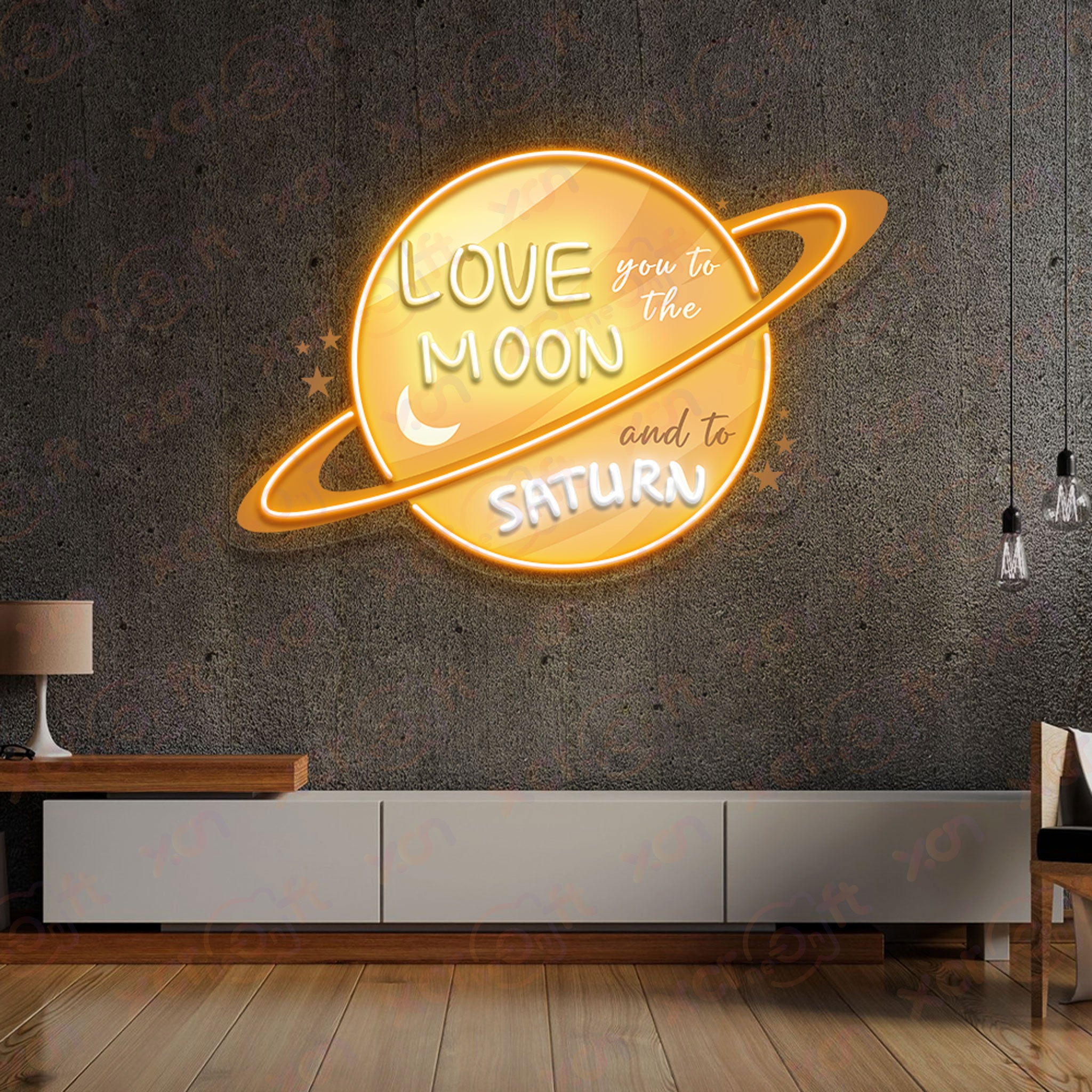Love You To The Moon And Saturn Neon Signs