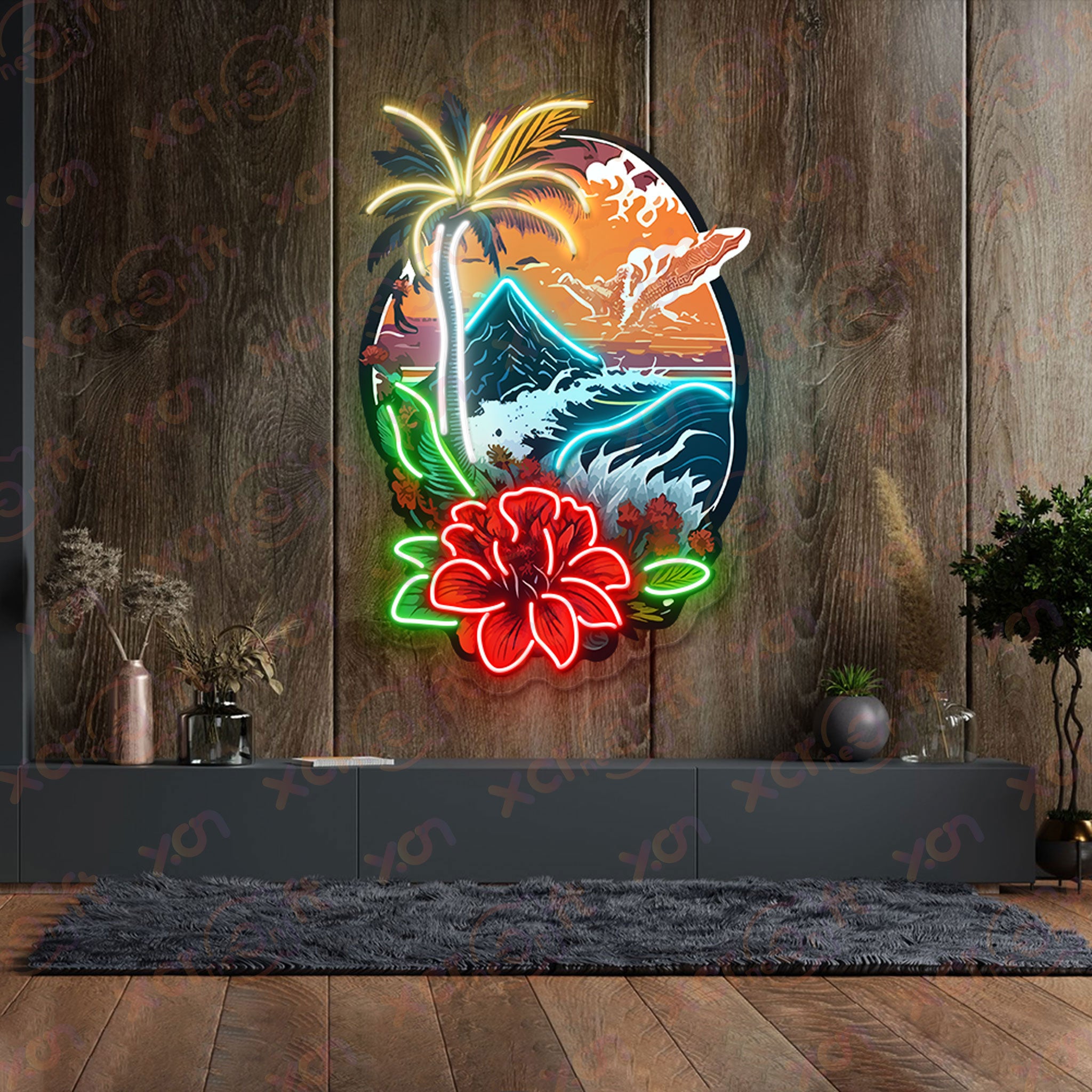 Beach Mountain View UV Custom Neon Sign Decor
