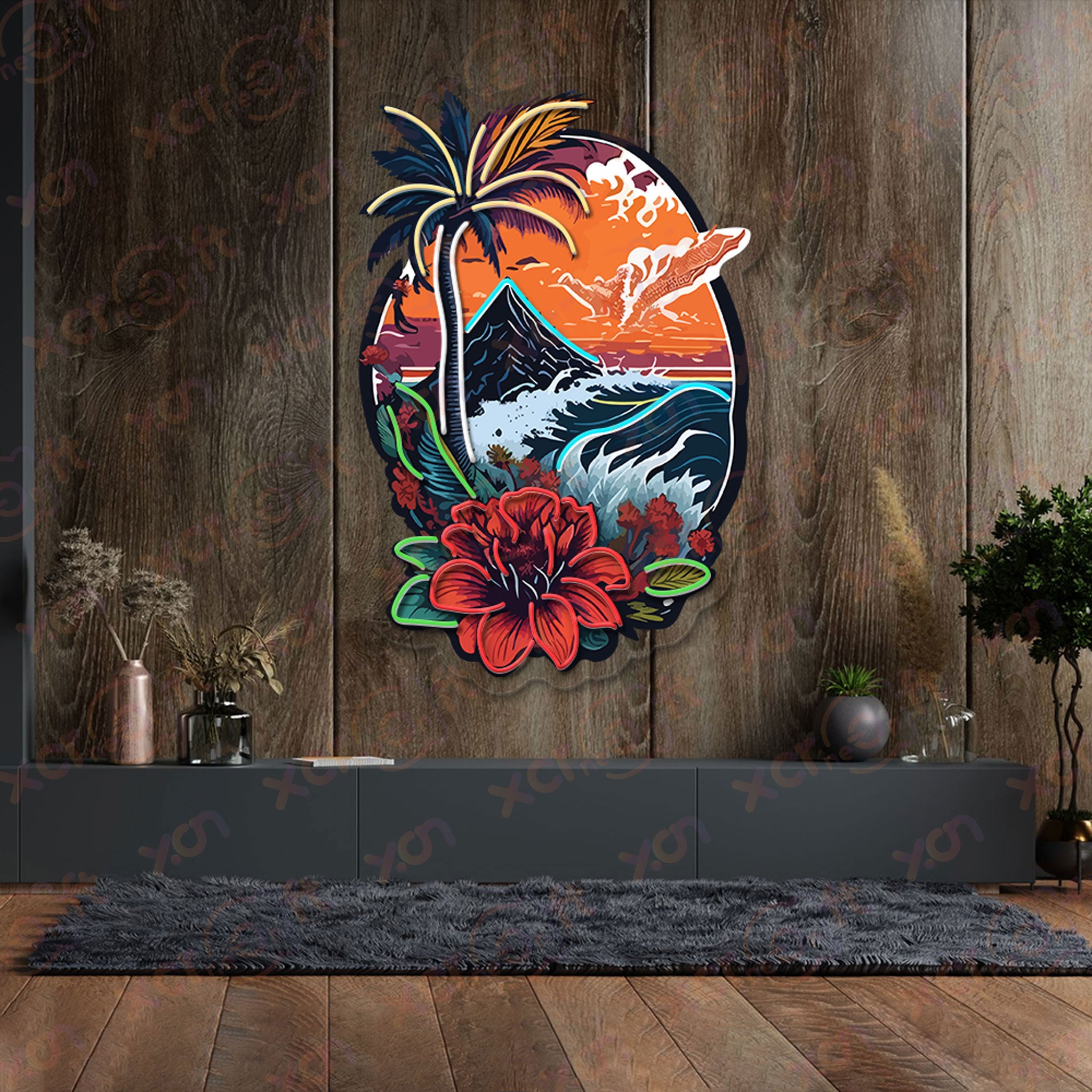 Beach Mountain View UV Custom Neon Sign Decor
