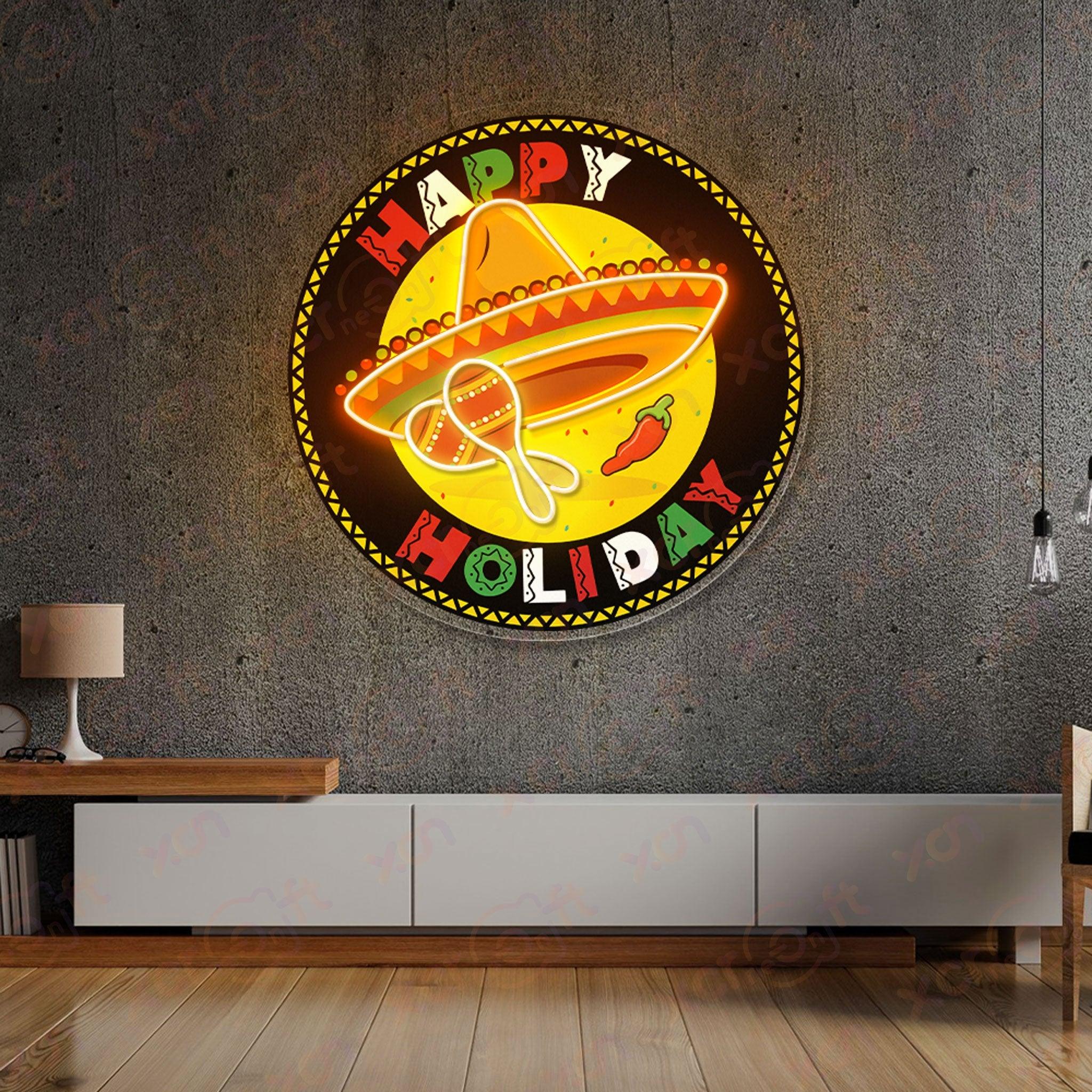 Happy Holiday Colorful Neon Light Decor
