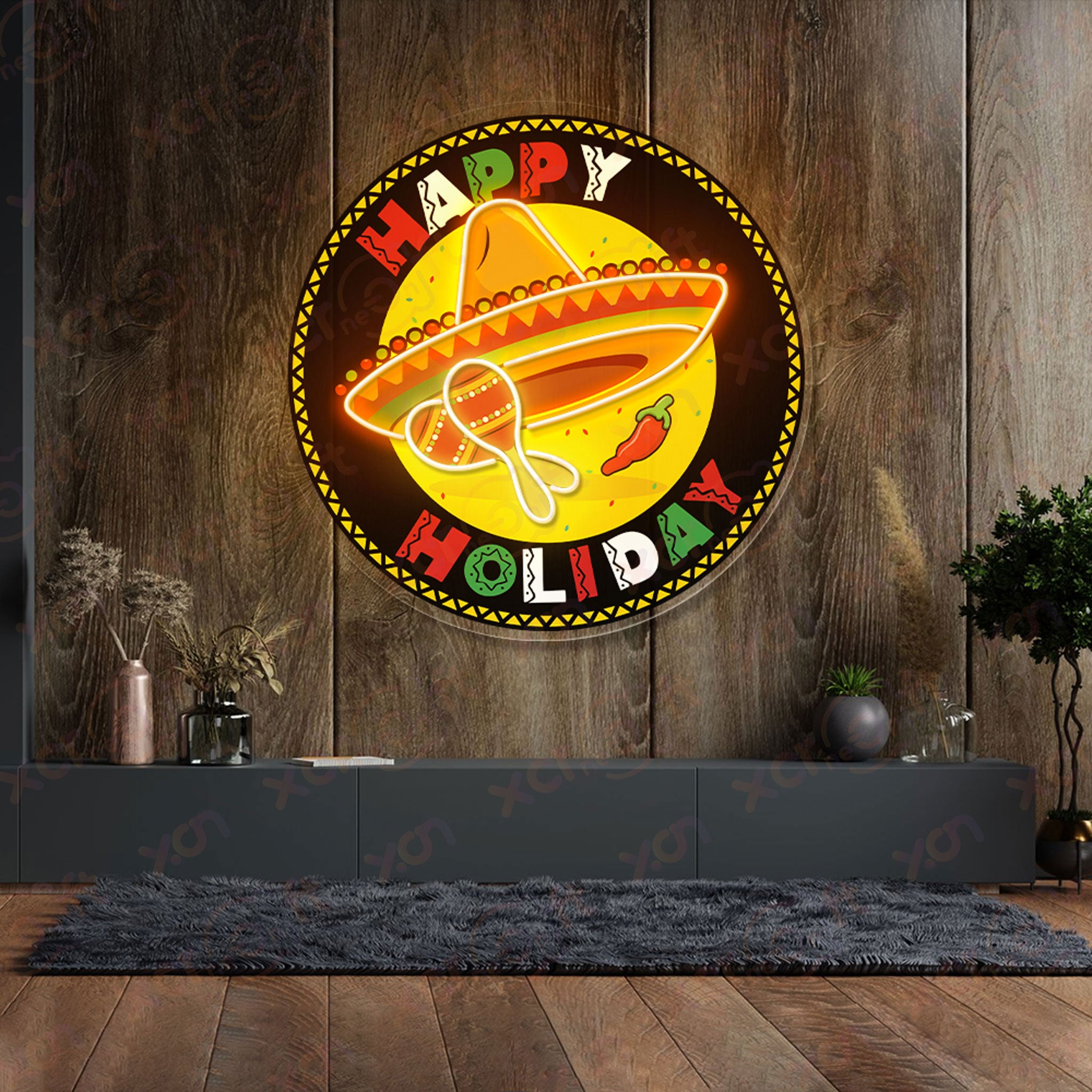 Happy Holiday Colorful Neon Light Decor
