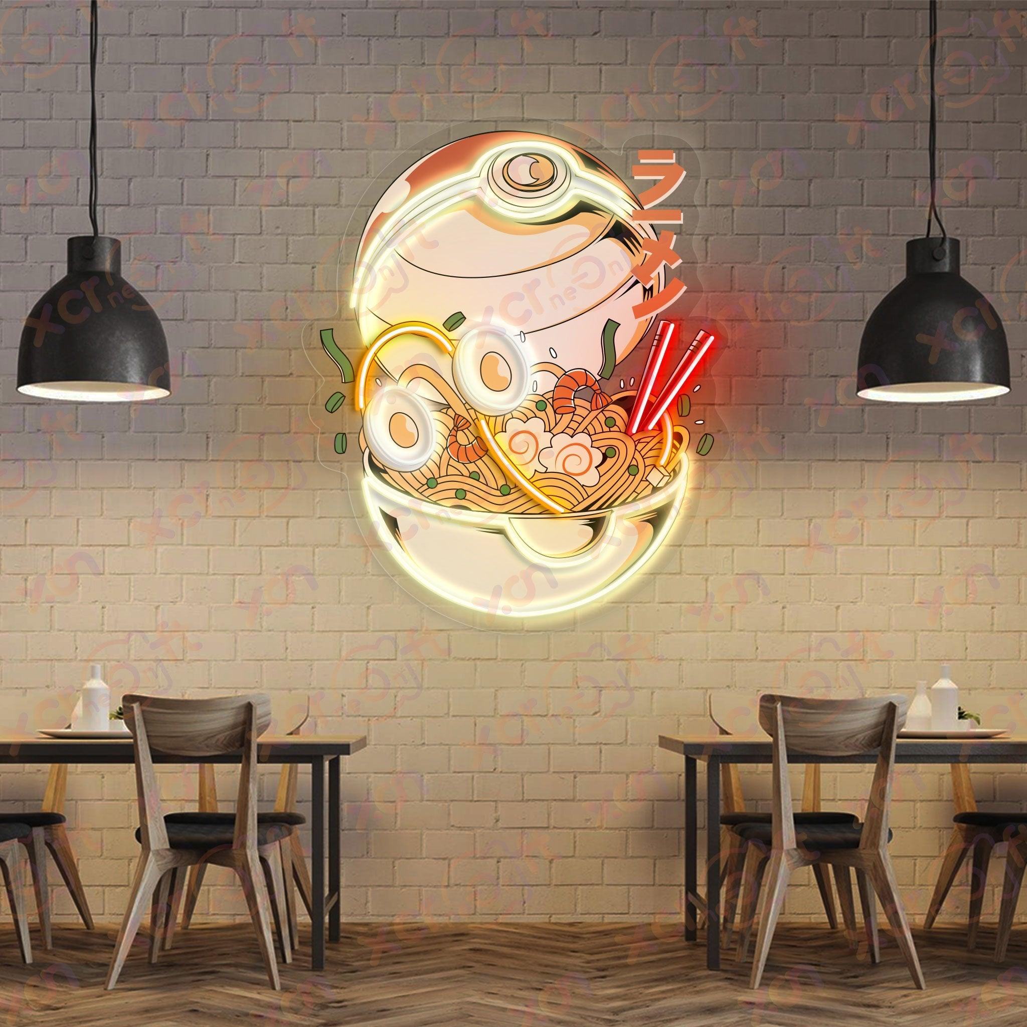Poke Ramen Ball UV Custom Neon Sign Cartoon Decor