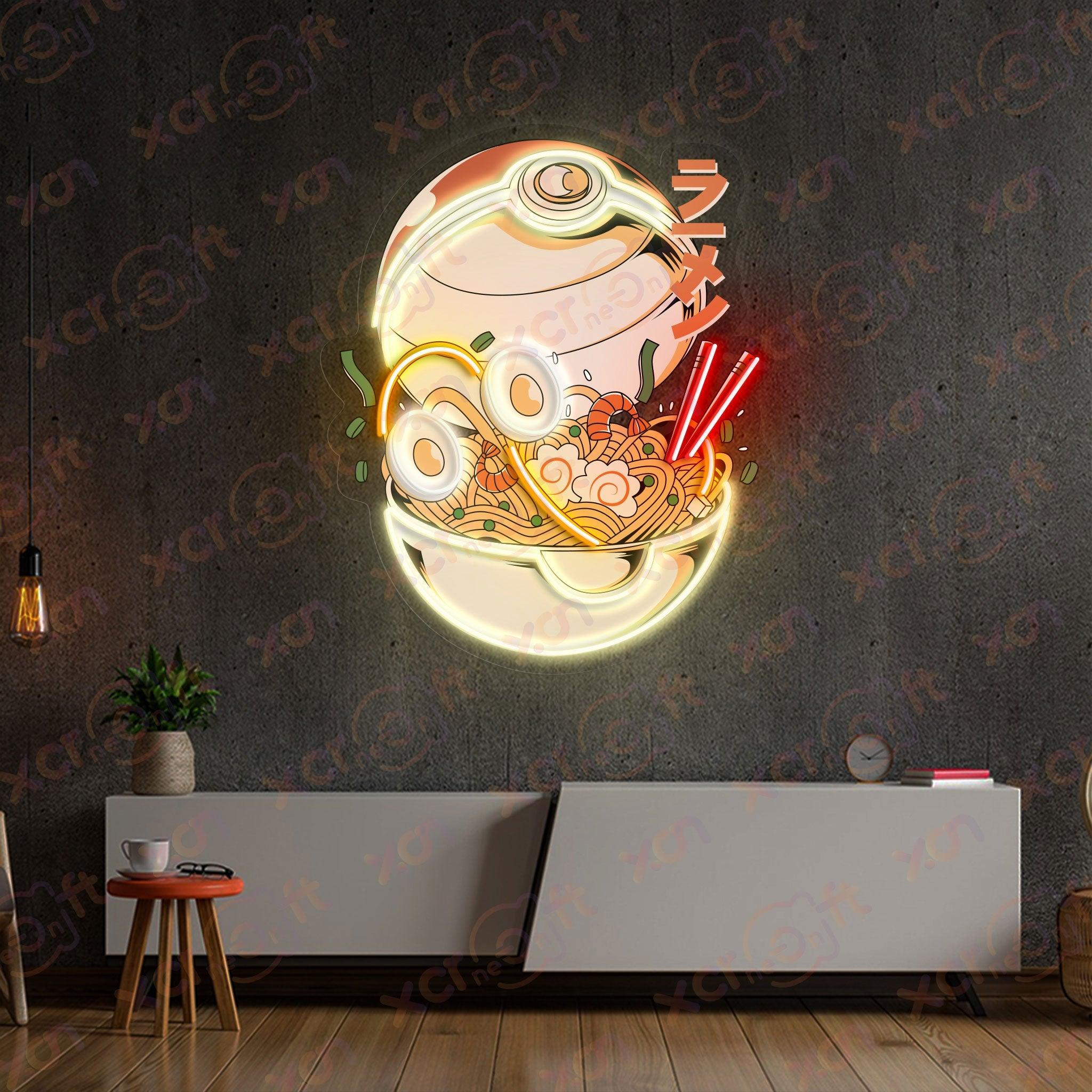 Poke Ramen Ball UV Custom Neon Sign Cartoon Decor