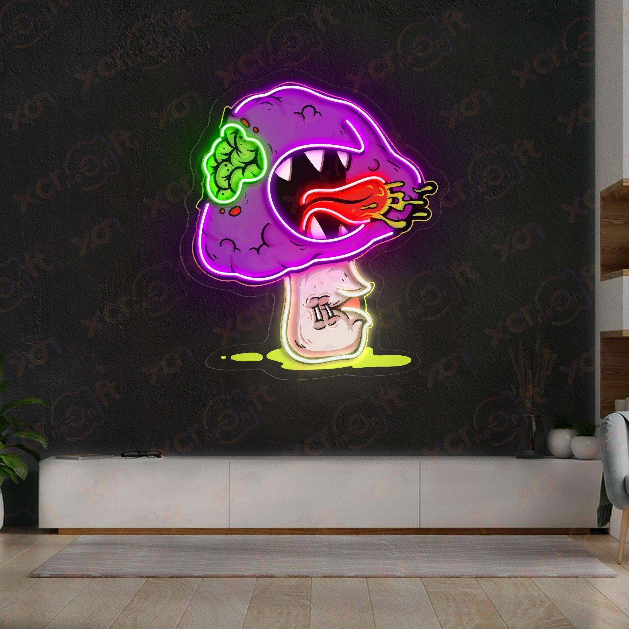 Zombie Mushroom Neon Signs Decor Idea for Halloween
