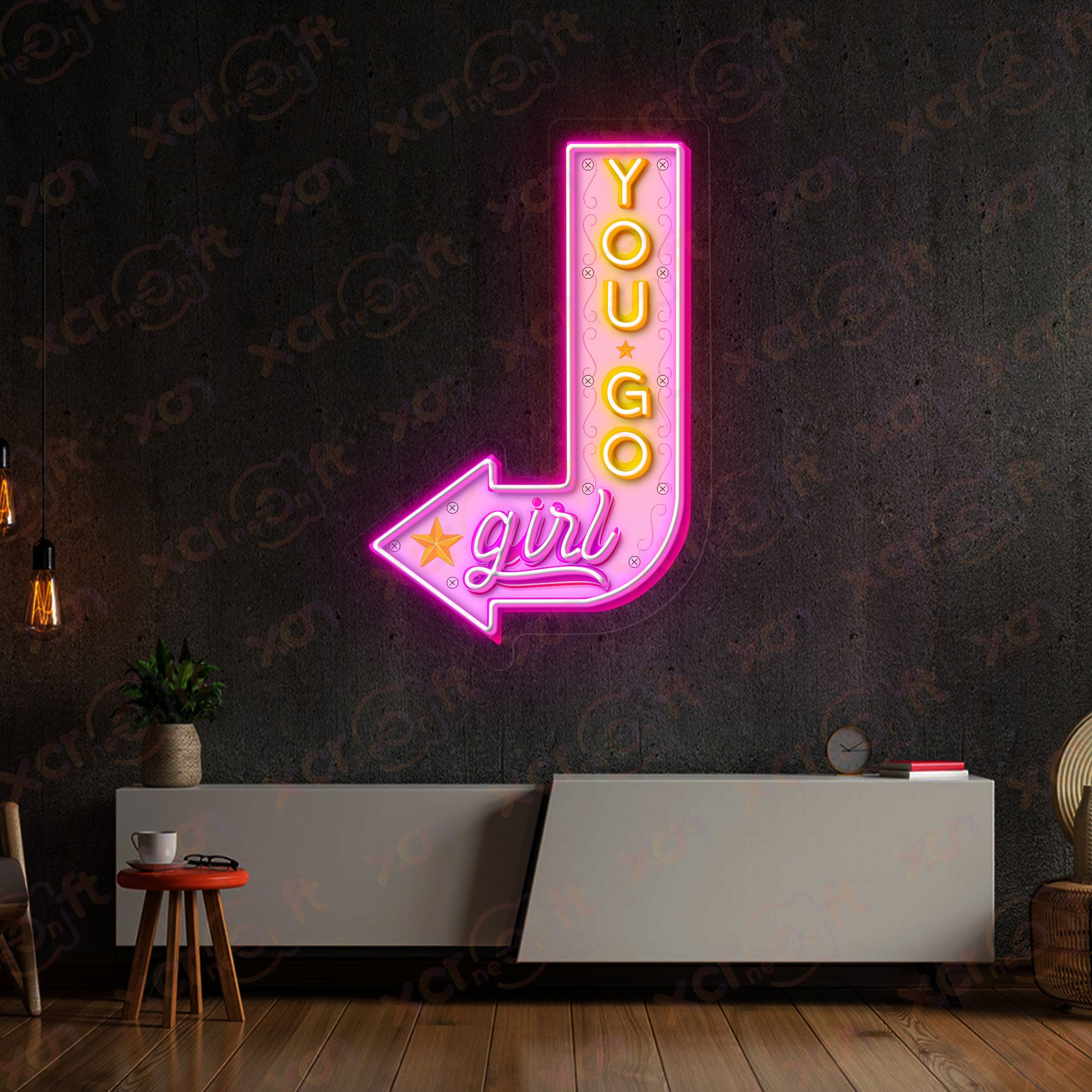 You Go Girl UV Printed Neon Sign Vintage Vibe