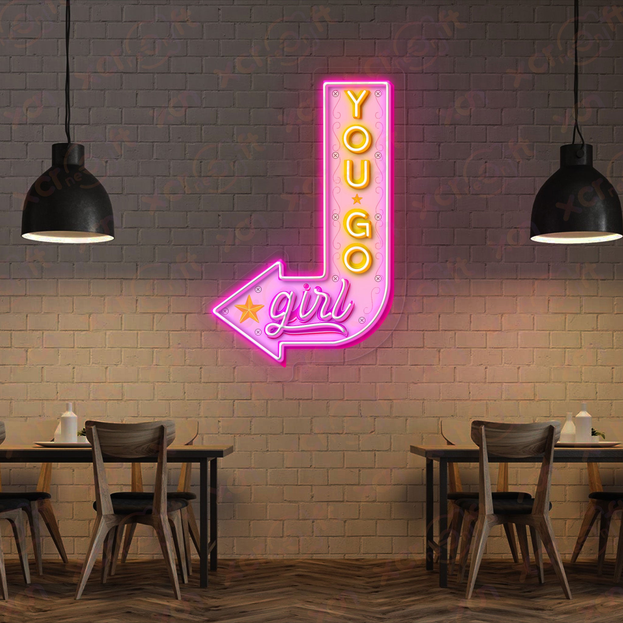 You Go Girl UV Printed Neon Sign Vintage Vibe