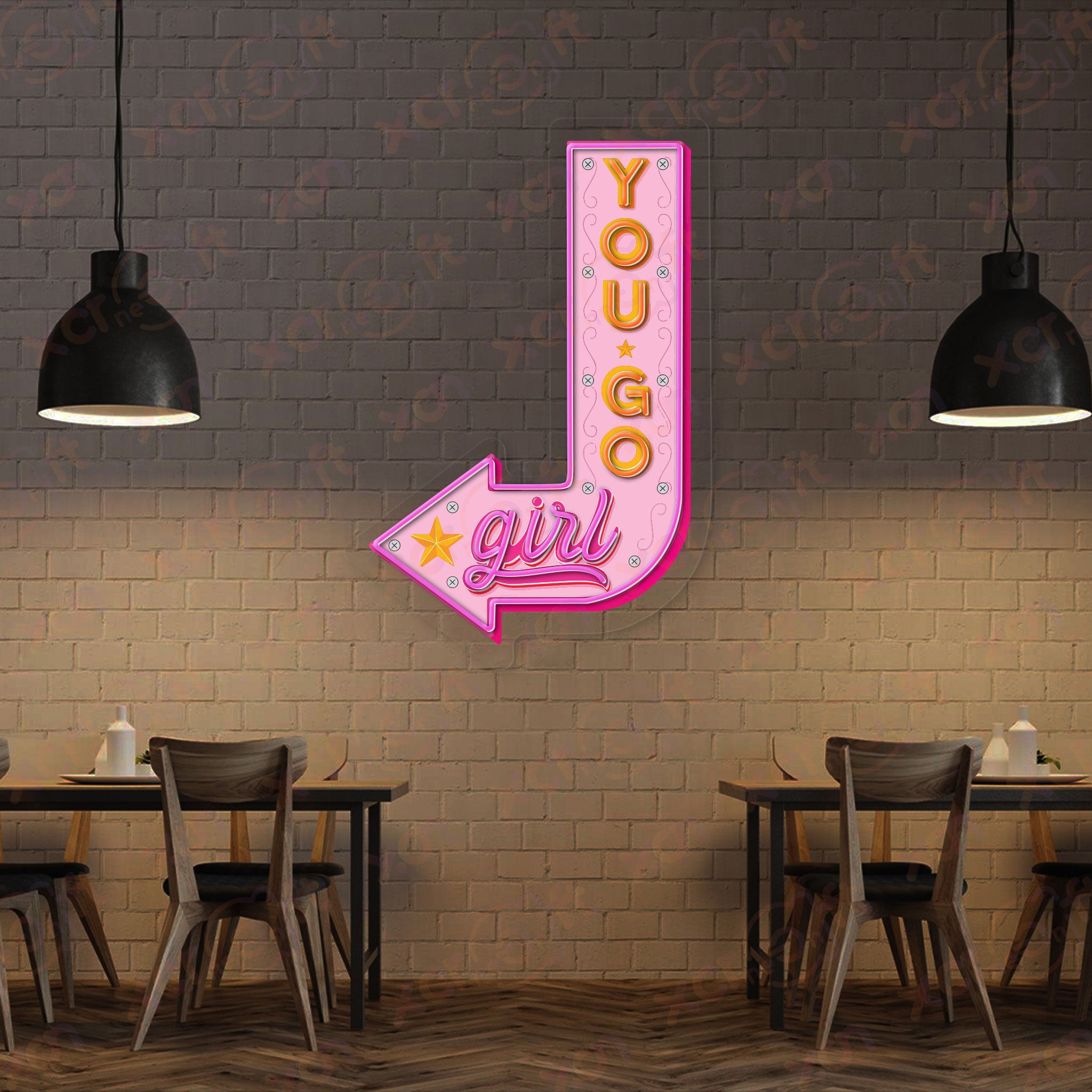 You Go Girl UV Printed Neon Sign Vintage Vibe