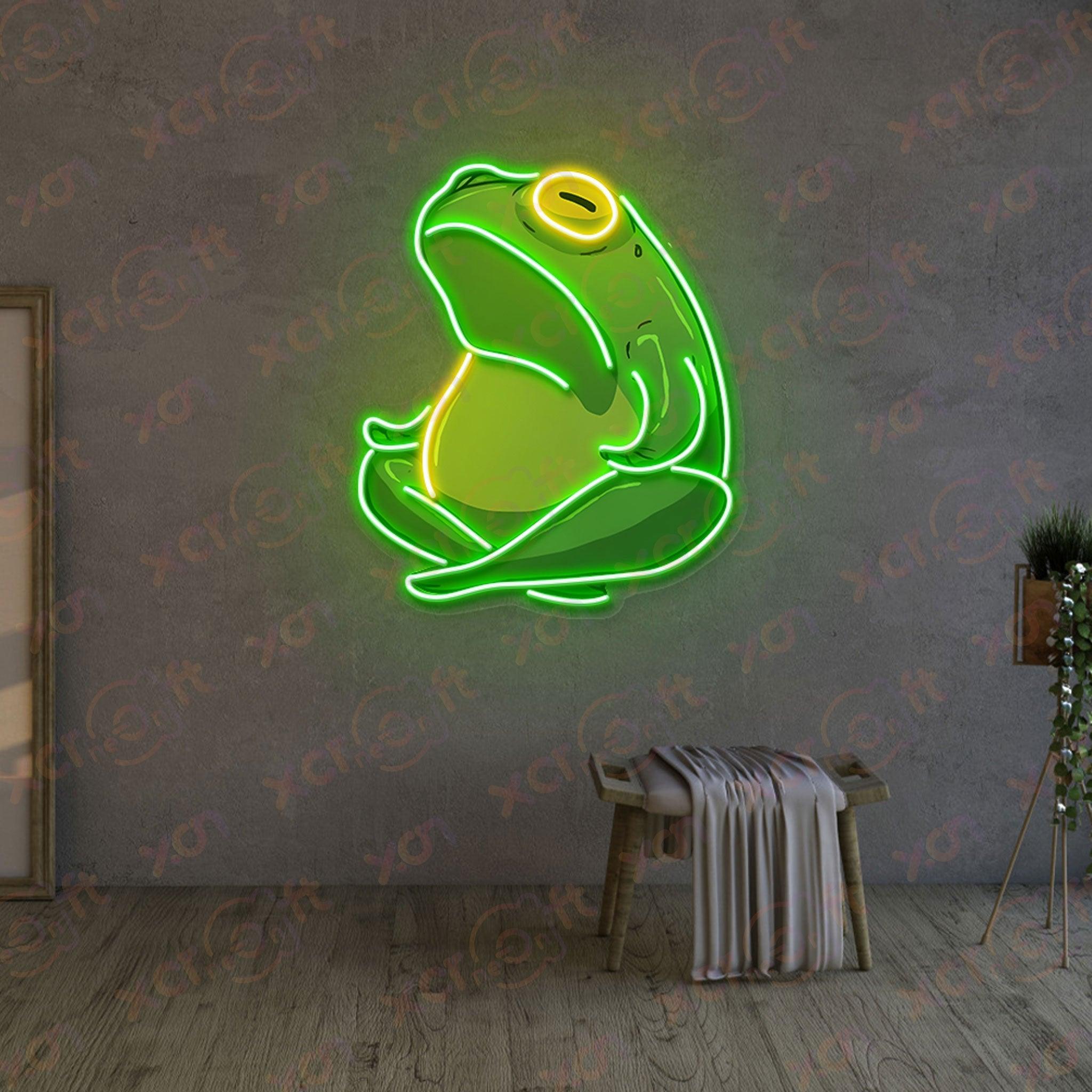 Green Frog Yoga Neon Signs Decoration Ideas