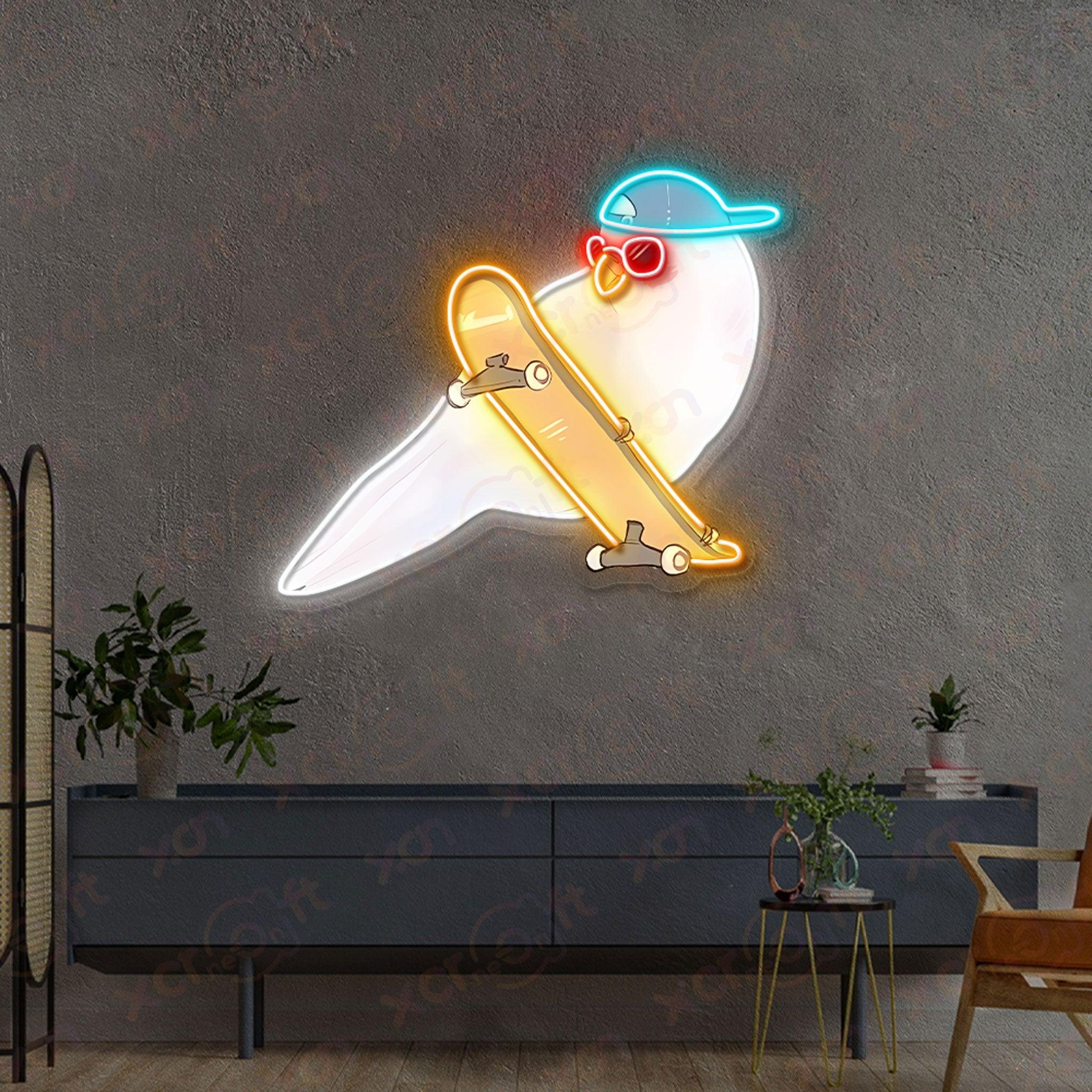 Skate Bird UV Printed Neon Signs Room Decor