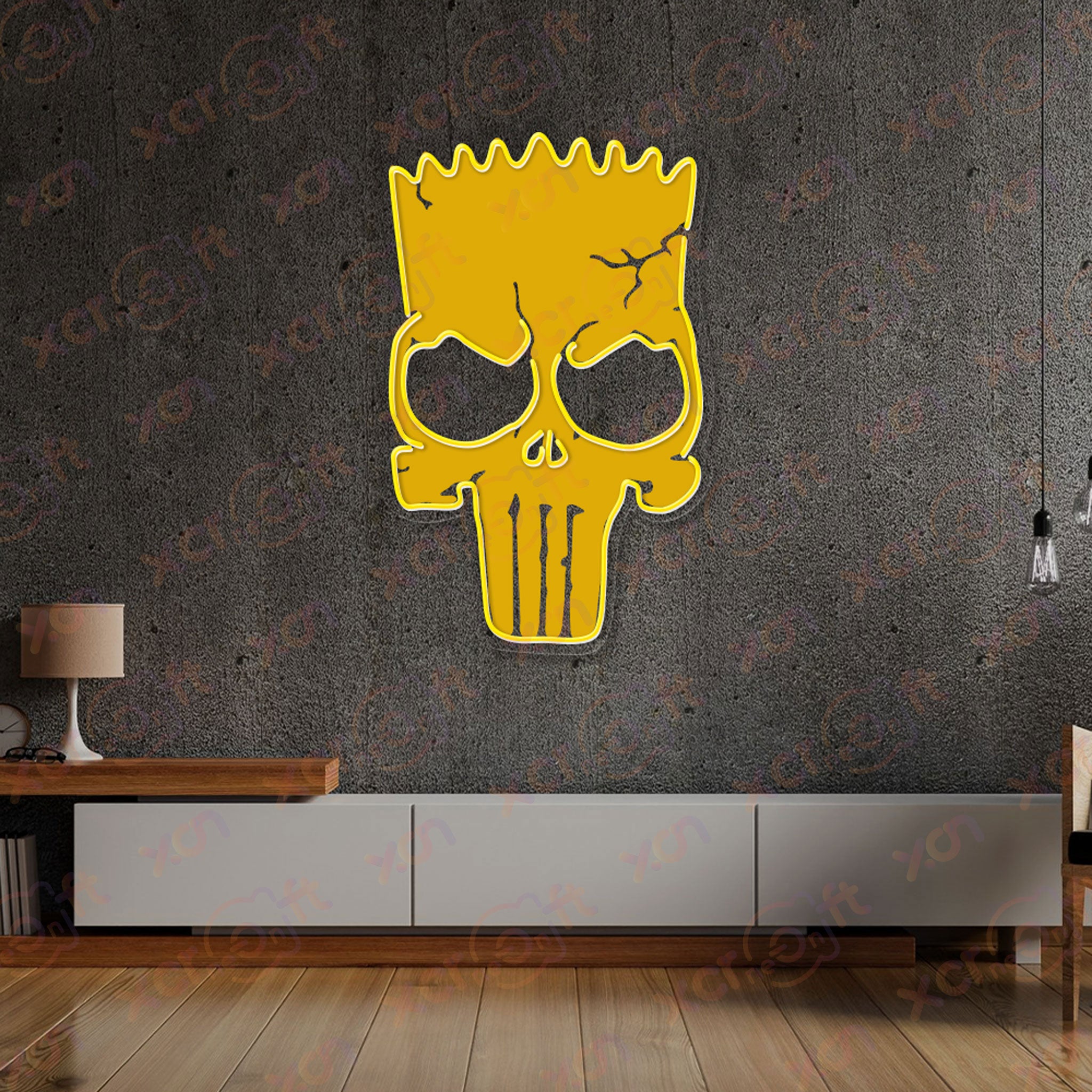 Animated Yellow Figure Mask UV Neon Light Horror Vibe