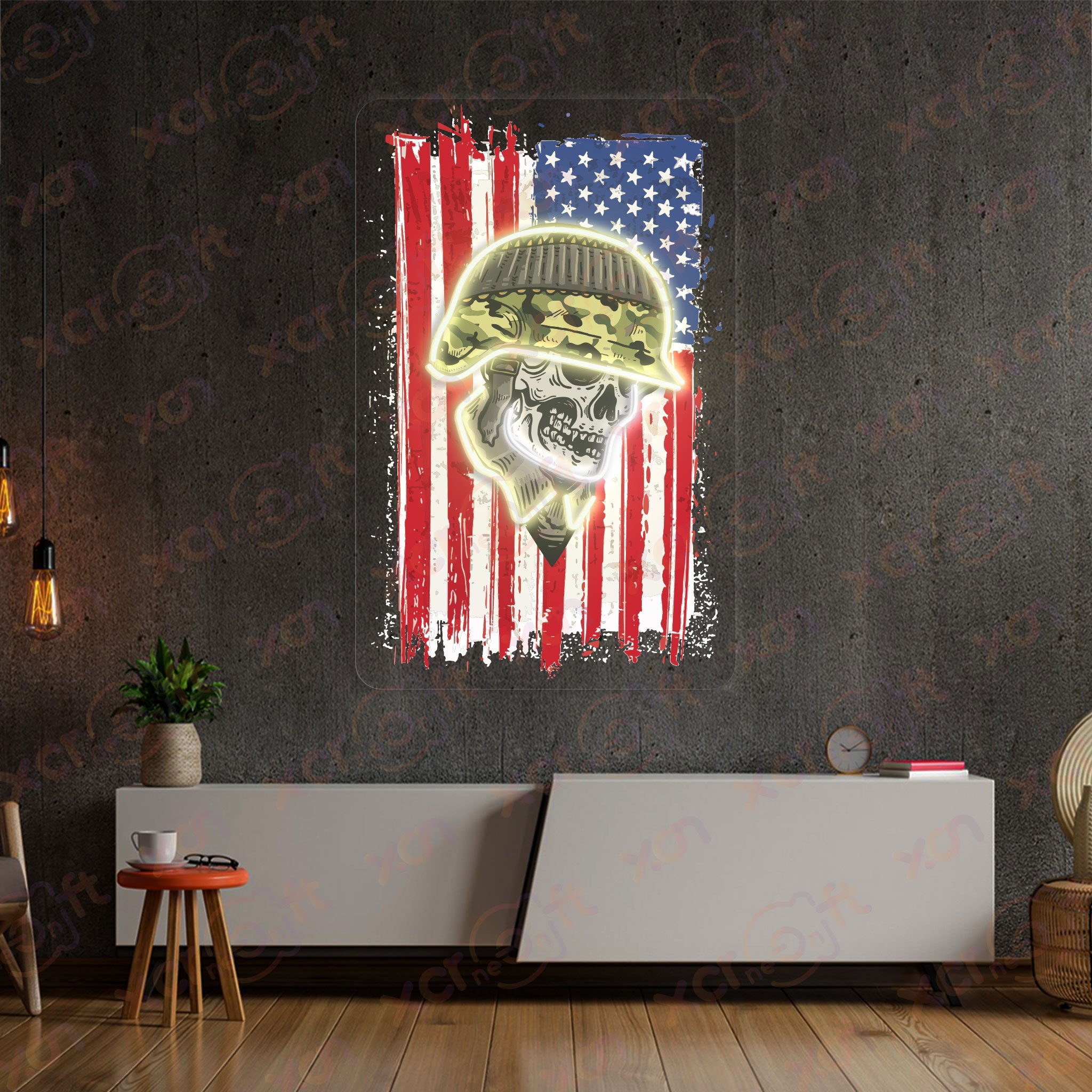 Skull Veteran Custom LED Neon