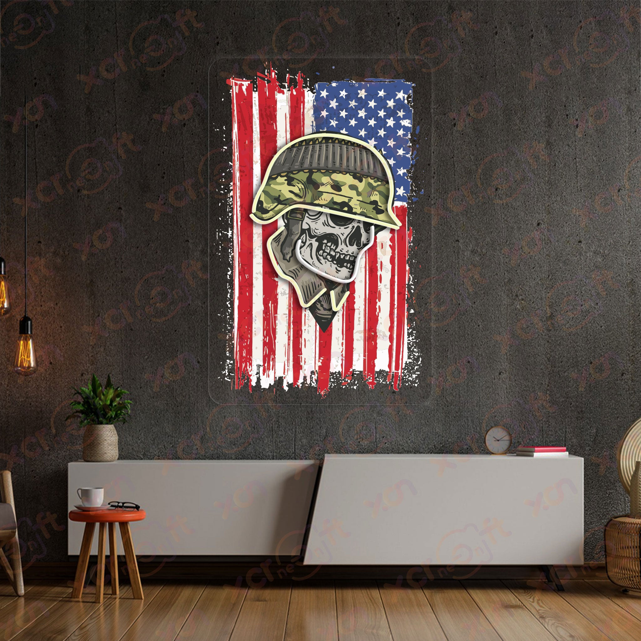 Skull Veteran Custom LED Neon