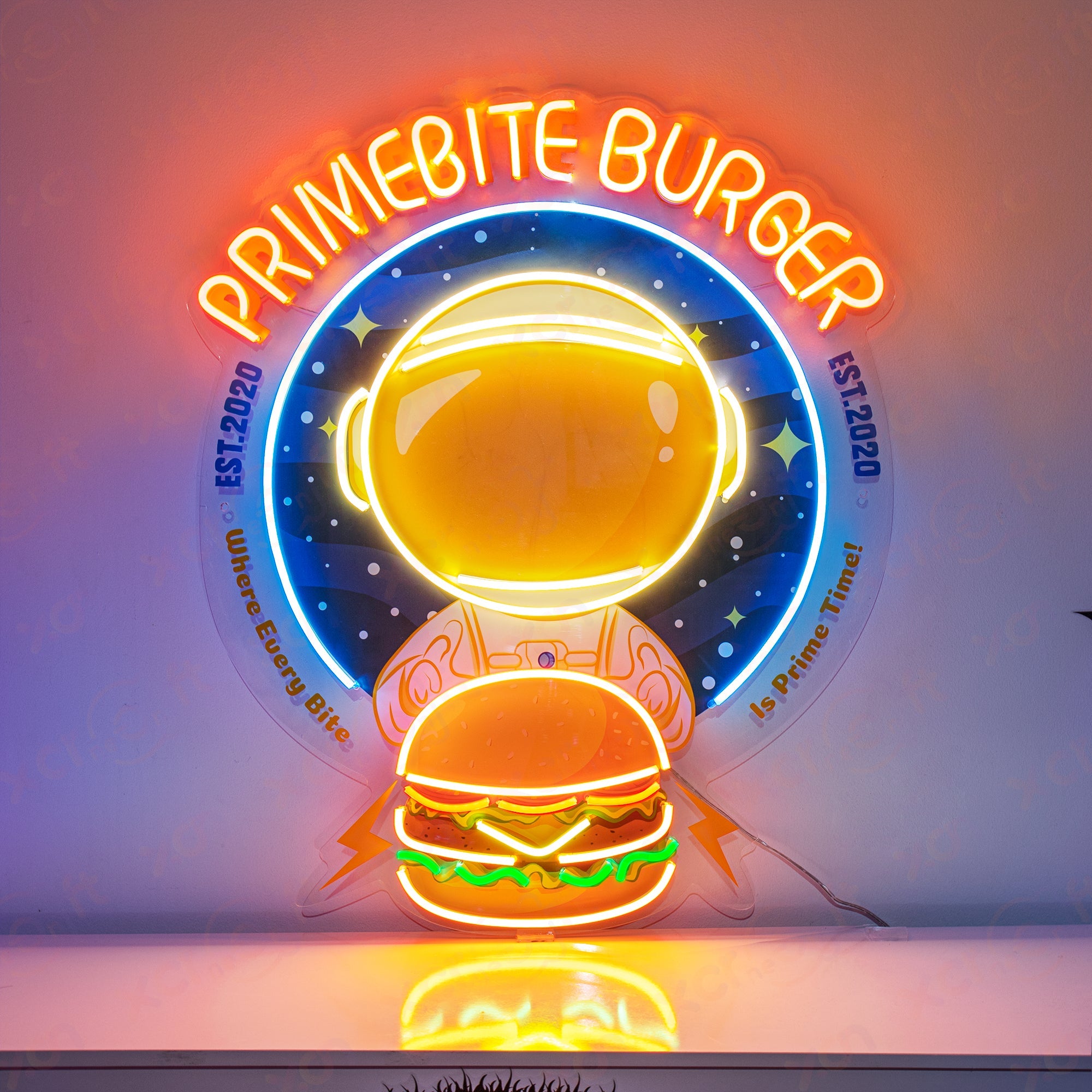 Astronaut Burger Neon Sign