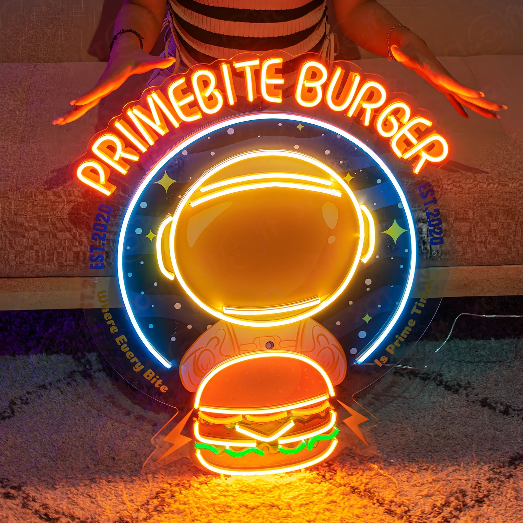 Astronaut Burger Neon Sign
